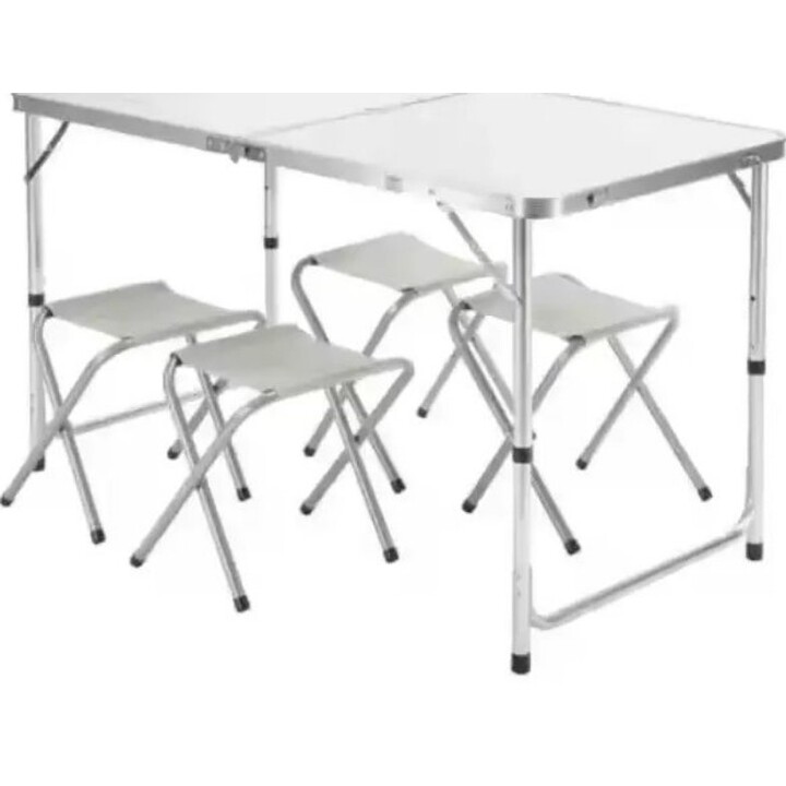 Ensemble Touristique Table Pliante Camping 4 Chaises Gris