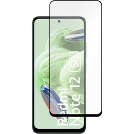 Just in Case Protezione dello schermo in vetro temperato a copertura totale per Xiaomi Redmi Note 12 5G, nero