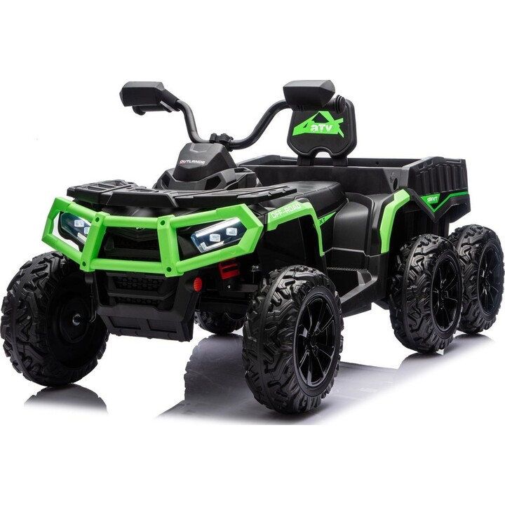 JC606 Quad elettrico a 6 ruote 4x4 da 24 V con rimorchio (verde)