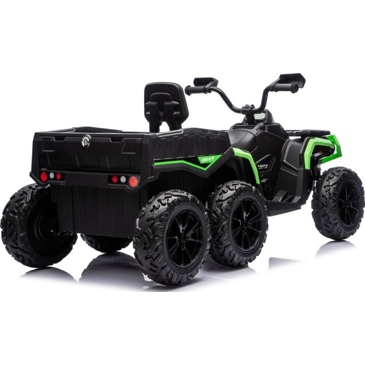 JC606 24V 4x4 Electric 6-Wheel ATV Quad with Trailer (Green)