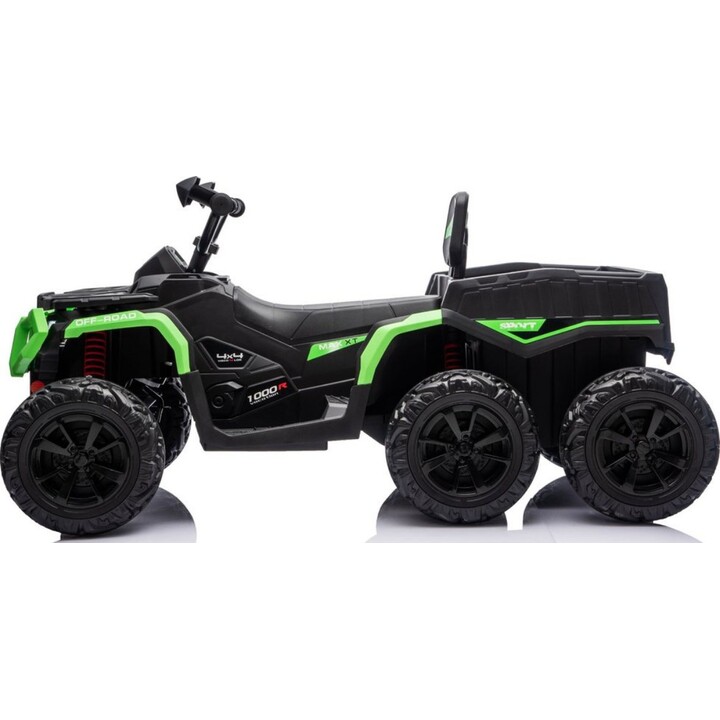 JC606 24V 4x4 Electric 6-Wheel ATV Quad with Trailer (Green)