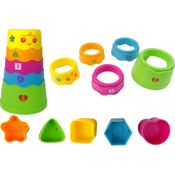 Interactive educational table with ball sorter and blue slide
