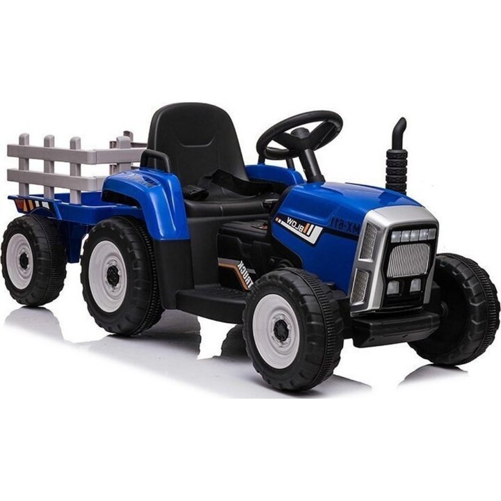 Trator elétrico XMX611 azul com reboque