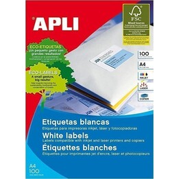 APLI Etichetta adesiva apli 1295 formato 70x50,8 mm scatola per fotocopiatrice laser a getto d´inchiostro con 100 fogli din 