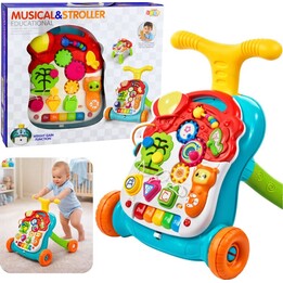 Andador educativo con mesa de empuje y panel interactivo 5 en 1 multicolor