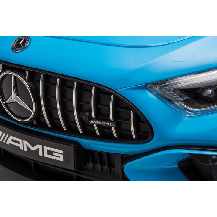 Coche eléctrico infantil Mercedes AMG SL63 pintado de azul