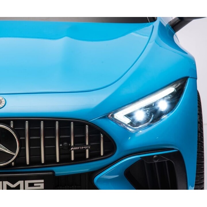 Mercedes AMG SL63 electric car for children, painted blue