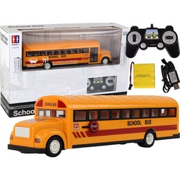 Yellow school bus with remote control, opening door (model 4690) Lean Toys