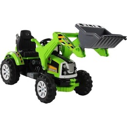 Trattore elettrico con cassone posteriore, escavatore, verde 3404 Lean Toys