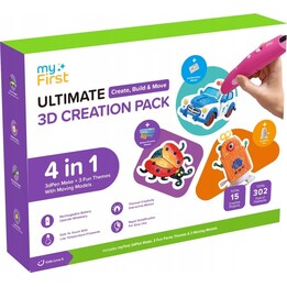 myFirst 3dPen Make Creator Kit - kreatywny zestaw 3D, zawiera długopis 3dPen Make, 3 zestawy tematyczne, 3 ruchome modele i wkła