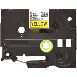 Brother TZe-FX611 Ruban d'étiquetage (flexible) Couleur du ruban : Jaune Couleur des caractères : Noir 6mm 8m