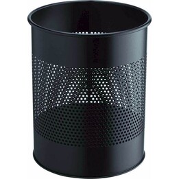 DURABLE 3310-01 Round metal waste bin 15L perforated black
