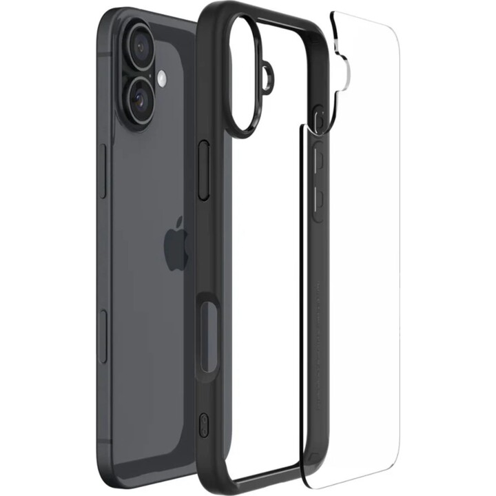 Custodia per Apple iPhone 16, Spigen, Ultra Hybrid, nero opaco ACS08201