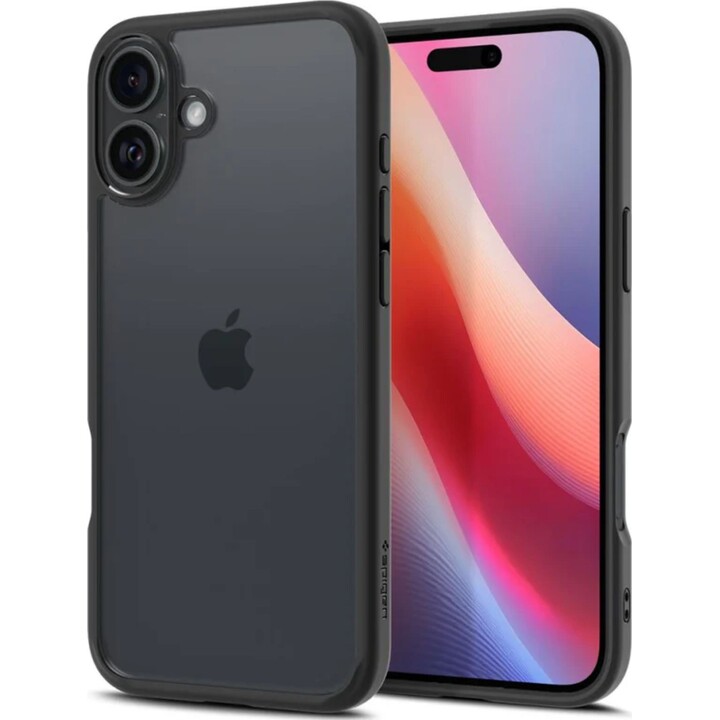 Custodia per Apple iPhone 16, Spigen, Ultra Hybrid, nero opaco ACS08201