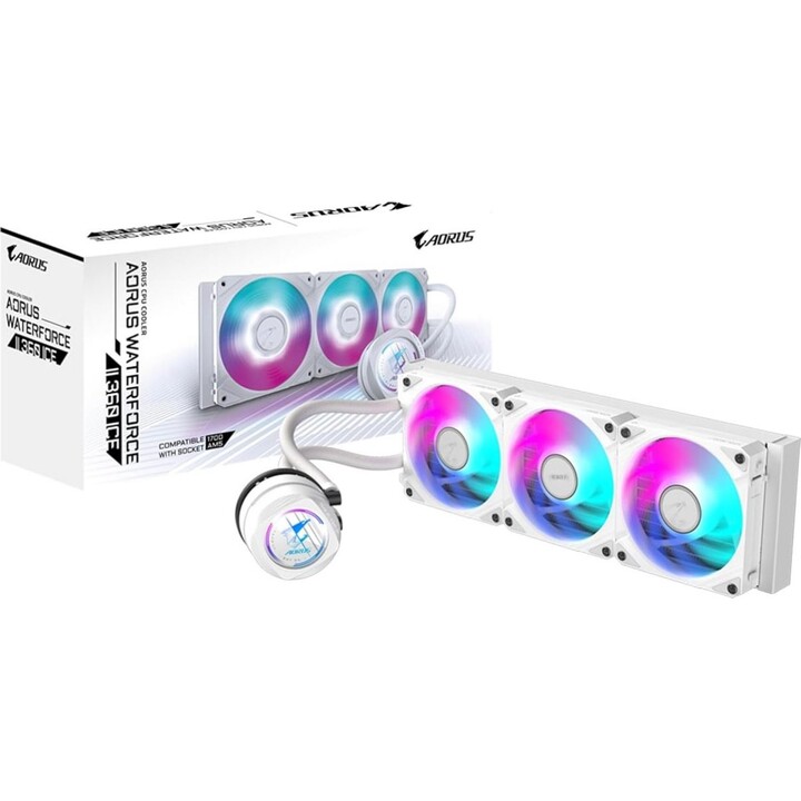 Gigabyte AORUS WATERFORCE II 360I ARGB AIO Liquid CPU Cooler White 360mm
