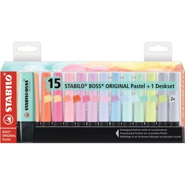 Rotulador stabilo boss fluorescente 70 pastel deskset estuche de 15 unidades colores surtidos