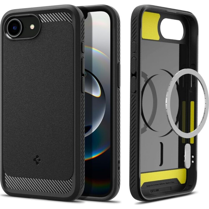Spigen Rugged Armor MagSafe Tasche für iPhone 16e / 17e - Schwarz