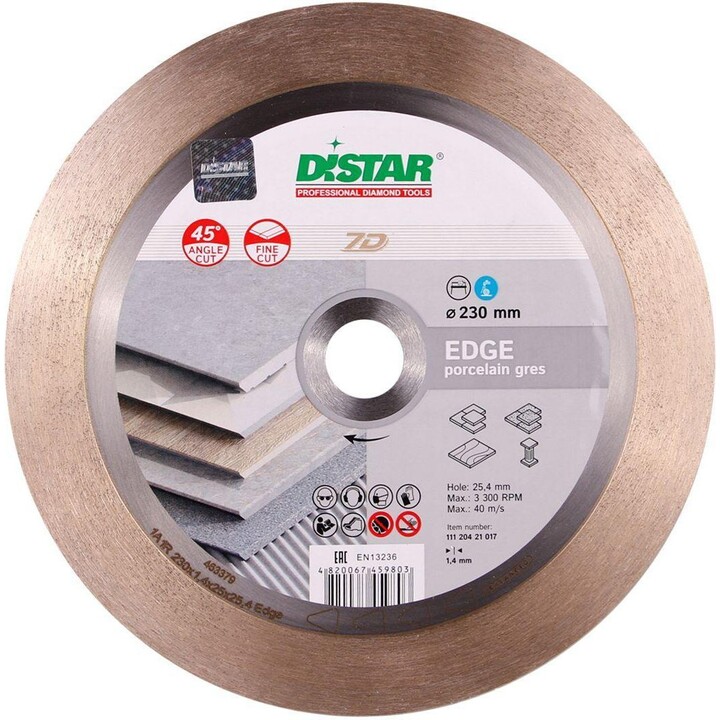 Distar 1A1R 230 Edge diamond cutting blade for porcelain gres and ceramic, 230 mm, 45°