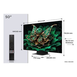 TCL 50C7K Smart TV 4K Ultra HD da 127 cm (50") con Wi-Fi, finitura metallica, luminosità 2000 cd/m²