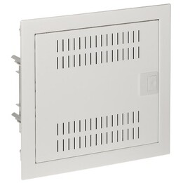 Pannello di distribuzione multimediale in plastica MSF RP PT 14M con piastra IP30, sportello in metallo bianco, dimensioni 329x3