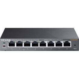 TP-Link Easy Smart TL-SG108PE Switch Gigabit de 8 portas 4 PoE+ 64W sem ventoinha Preto