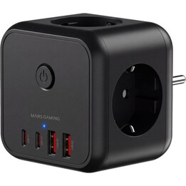 Powercube mars gaming md-cube20 4 usb 3 tomas de corriente. regleta color negro