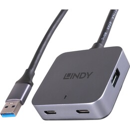 Lindy 5m USB 3.0 Hub with Active Cable 4 Ports 2xUSB-A 2xUSB-C