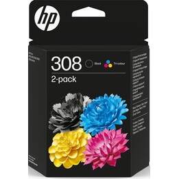 HP 6L6S6UE 2-Pack Black and Tri-Color Original Ink Cartridges