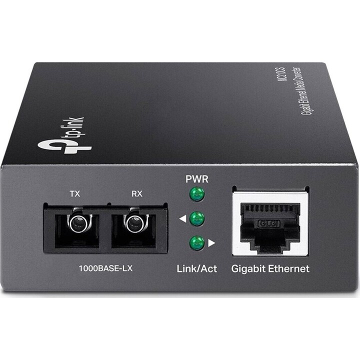 TP-Link MC210CS Gigabit Single-Mode Glasfaser SC auf RJ45 Medienkonverter bis zu 15km Schwarz