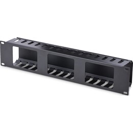 StarTech.com Pannello di gestione dei cavi a rack 2U con canalina orizzontale e coperchio nero