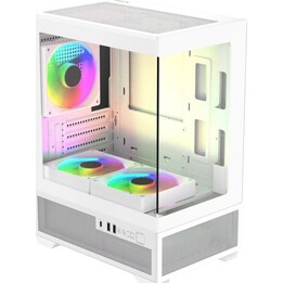 COOLPC Titan Frame ARGB Panoramique 360° GPU Vertical Mount Computer Case Blanc