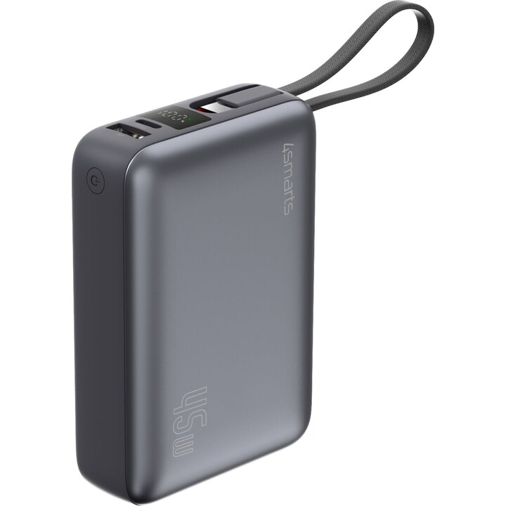 Batería externa compacta 4smarts Enterprise de 45 W y 20000 mAh, color gris espacial.