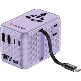 Verbatim 30193 Universal Mobile Device Charger, Purple, AC, Fast Charging, Indoor