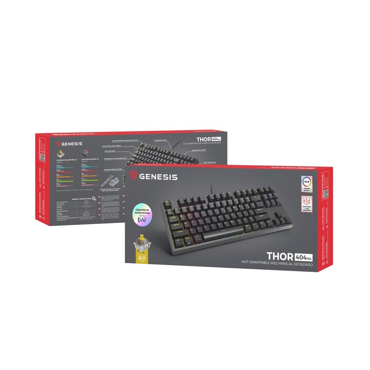 Tastiera da gioco GENESIS Thor 404 TKL USB QWERTY US internazionale nera