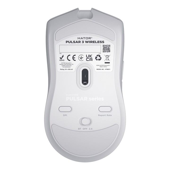 Mouse da gioco wireless HATOR Pulsar 3, ambidestro, RF wireless + Bluetooth + USB Type-C, ottico, 12000 DPI