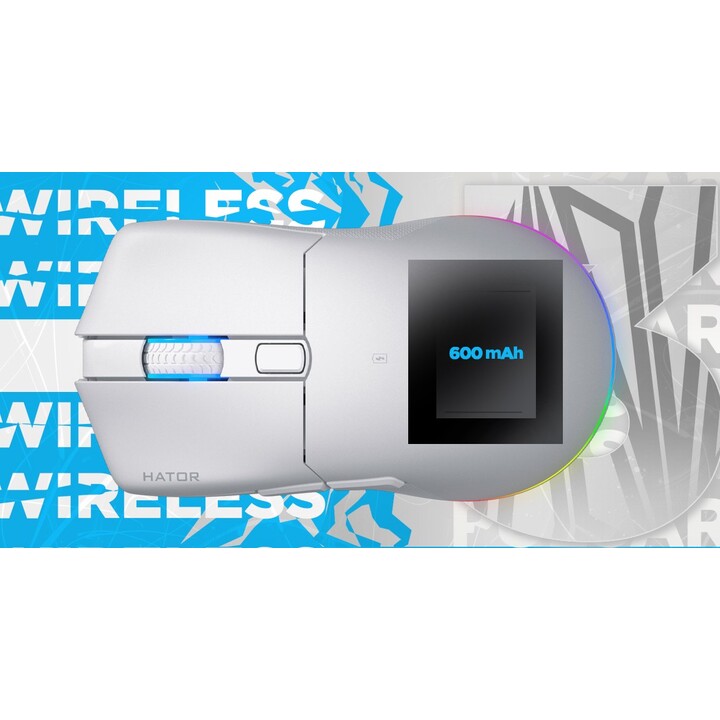 HATOR Pulsar 3 Wireless ratón Juego Ambidextro RF Wireless + Bluetooth + USB Type-C Óptico 12000 DPI