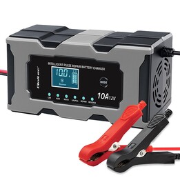 Caricabatterie Qoltec 52493 12V 10A | Raddrizzatore con funzione di riparazione per batterie AGM GEL LiFePO4 | Display LCD