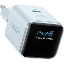 Carregador rápido Anker Nano USB-C de 45 W com visor azul claro