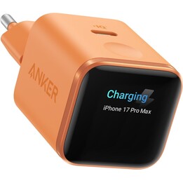Carregador rápido Anker Nano USB-C de 45 W com display laranja