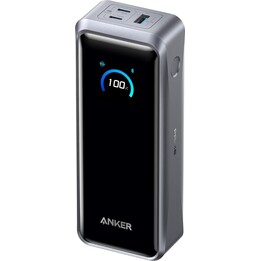 Carregador portátil Anker Prime Dual USB-C + USB-A com carregamento rápido, 26.250 mAh, cor prata.