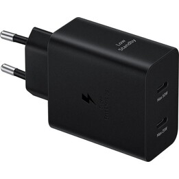 Carregador rápido Samsung Dual USB-C 50W Preto