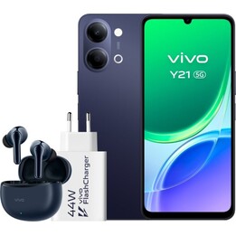 Vivo Y21 5G, 4GB 256GB, 6.74 HD+, 5000mAh, Negro - Cargador + Auriculares