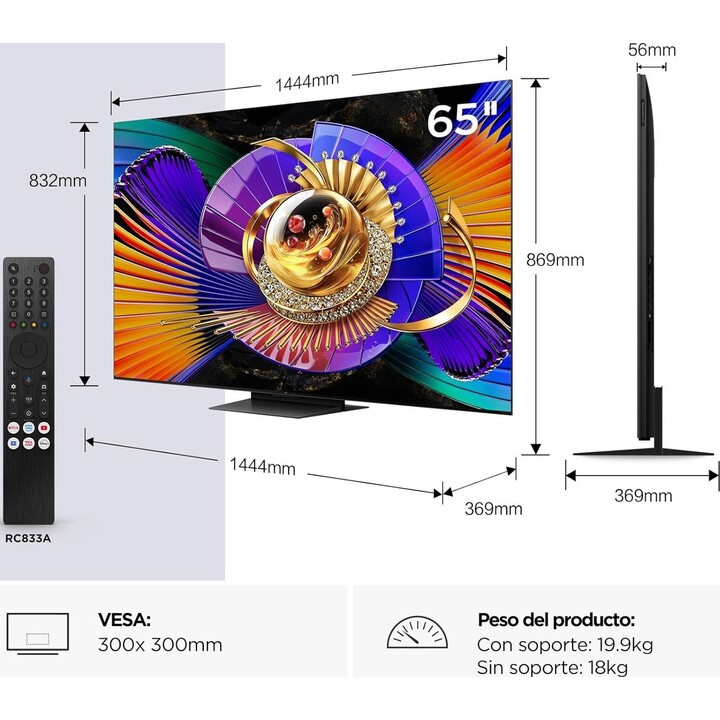 TCL C7L 65C7L Fernseher 165,1 cm (65") 4K Ultra HD Smart TV WLAN Schwarz 2700 cd/m²