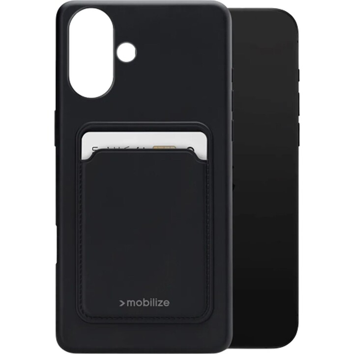 MOBILIZERA GCCMB-IPH16 coque arrière en TPU avec porte-cartes noire pour Apple iPhone 16