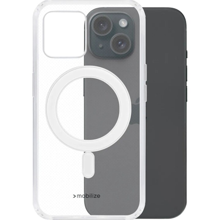 Coque arrière transparente Mobilize PC MagSafe pour iPhone 15