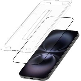 Just in Case iPhone 16 Vidro temperado protetor de ecrã transparente com moldura