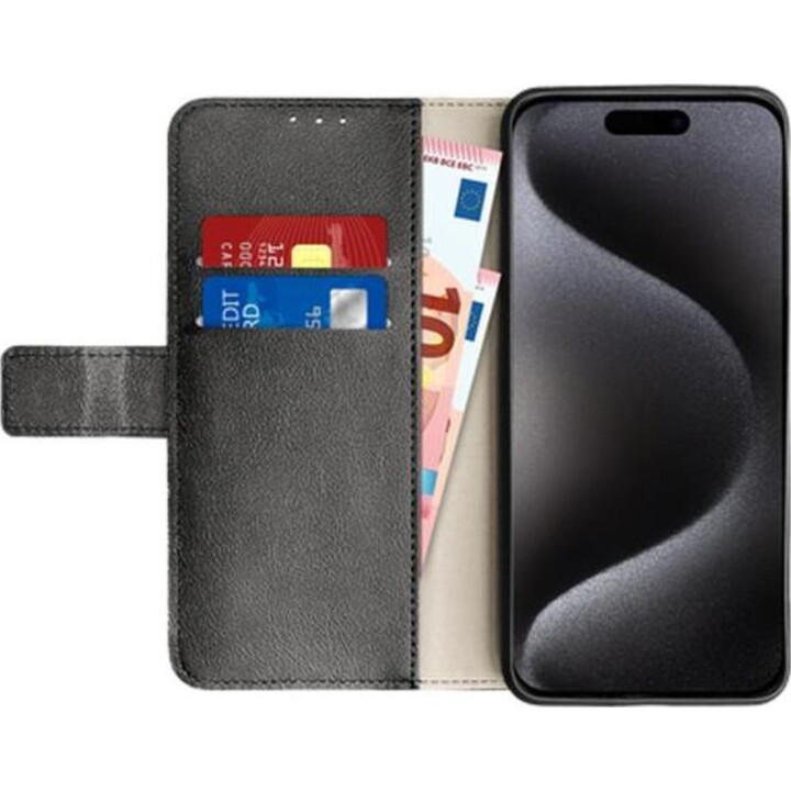 Just in Case Leder-PU-Buchhülle Schwarz Apple iPhone 15 Pro