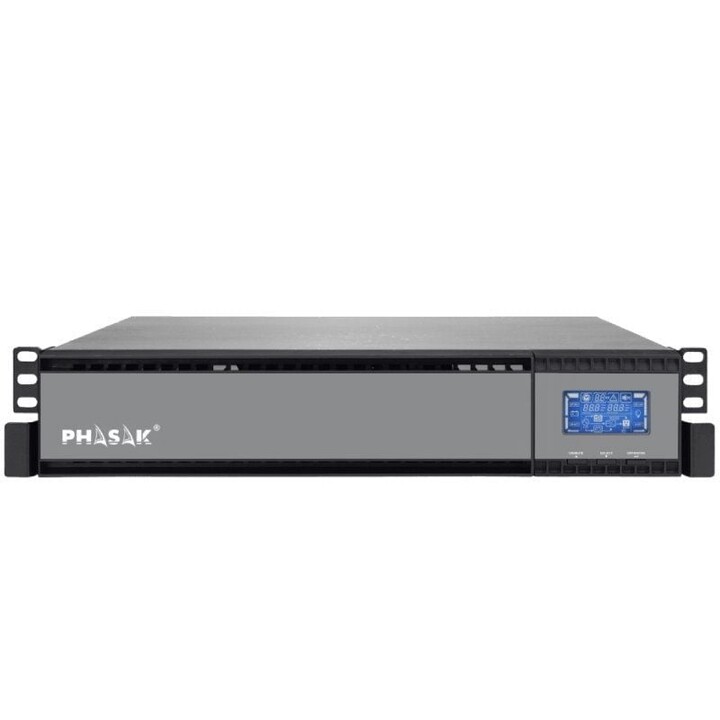 UPS Online Phasak Rack 19' 1000 VA Online LCD/ 1000VA-900W/ 2 Saídas/ Formato Rack