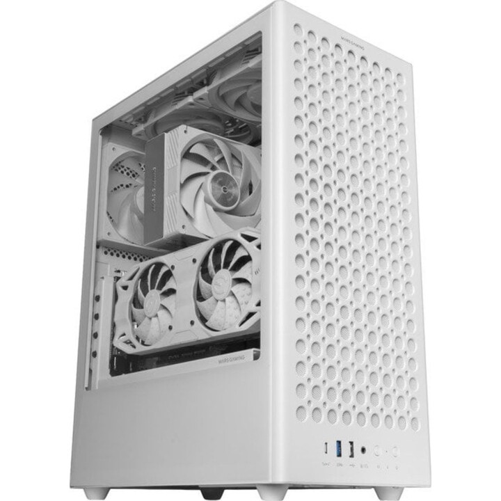 Mars Gaming MC-T800 PC Tower ATX Case with 4 Fans, FDB Front Mesh Panel, Tempered Glass, and USB-C, White