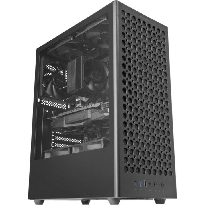 Caixa ATX Mars Gaming MC-T800 PC Tower com 4 ventoinhas, painel de malha frontal FDB, vidro temperado e USB-C - Preto